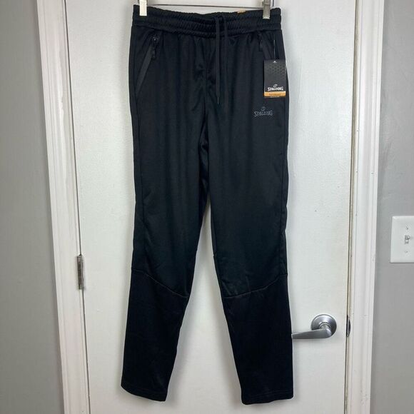 Spalding Men’s Black Joggers Sweat Pants Track Pants Tapered Fit Gym Workout M - Picture 1 of 8